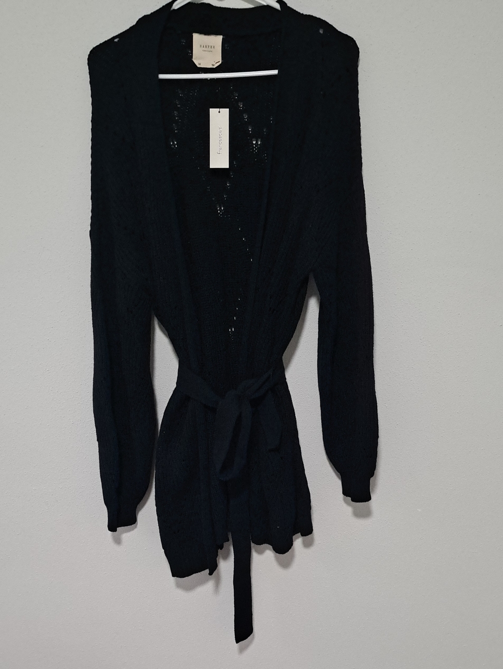NWT Black Belted Open-front Cardigan